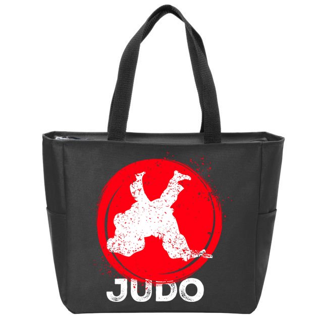 JUDO Olympic Sports Stylized Distressed Zip Tote Bag