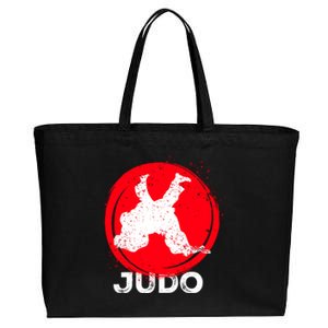 JUDO Olympic Sports Stylized Distressed Cotton Canvas Jumbo Tote