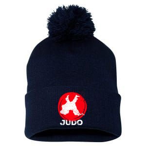 JUDO Olympic Sports Stylized Distressed Pom Pom 12in Knit Beanie