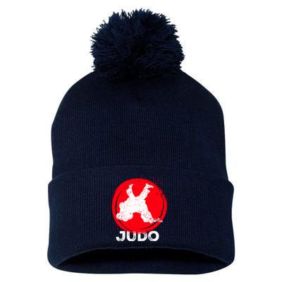 JUDO Olympic Sports Stylized Distressed Pom Pom 12in Knit Beanie