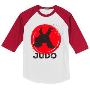 JUDO Olympic Sports Stylized Distressed Kids Colorblock Raglan Jersey