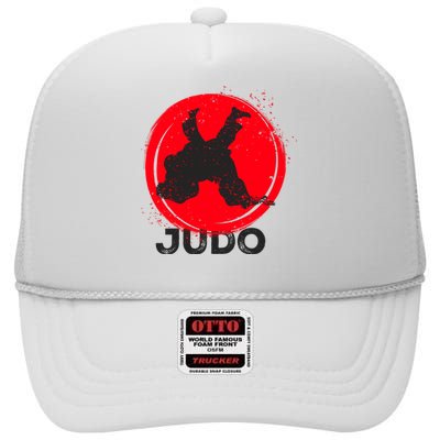 JUDO Olympic Sports Stylized Distressed High Crown Mesh Back Trucker Hat