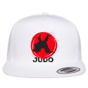 JUDO Olympic Sports Stylized Distressed Flat Bill Trucker Hat