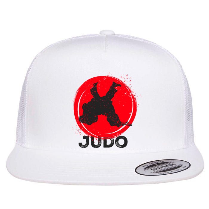 JUDO Olympic Sports Stylized Distressed Flat Bill Trucker Hat