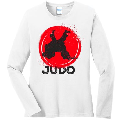 JUDO Olympic Sports Stylized Distressed Ladies Long Sleeve Shirt