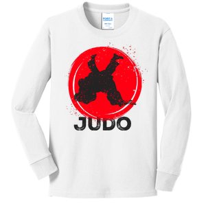 JUDO Olympic Sports Stylized Distressed Kids Long Sleeve Shirt