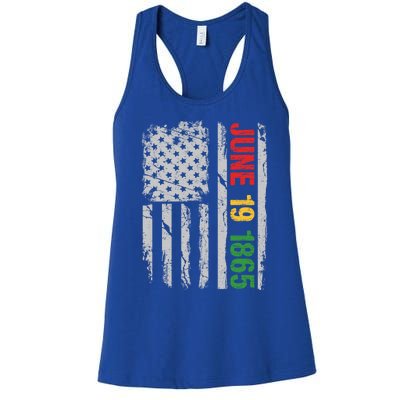 Juneteenth Usa Flag June 19 1865 Black History Month Freedom Cute Gift Women's Racerback Tank