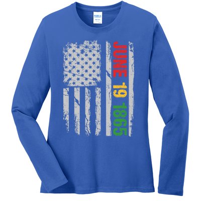 Juneteenth Usa Flag June 19 1865 Black History Month Freedom Cute Gift Ladies Long Sleeve Shirt