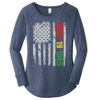 Juneteenth Usa Flag June 19 1865 Black History Month Freedom Cute Gift Women's Perfect Tri Tunic Long Sleeve Shirt