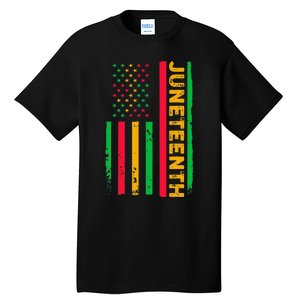 Juneteenth USA Flag Black History Day Afro American Tall T-Shirt