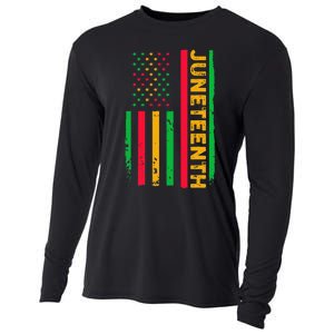 Juneteenth USA Flag Black History Day Afro American Cooling Performance Long Sleeve Crew