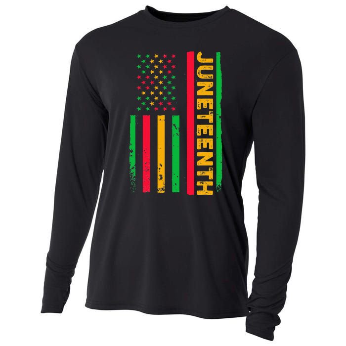 Juneteenth USA Flag Black History Day Afro American Cooling Performance Long Sleeve Crew