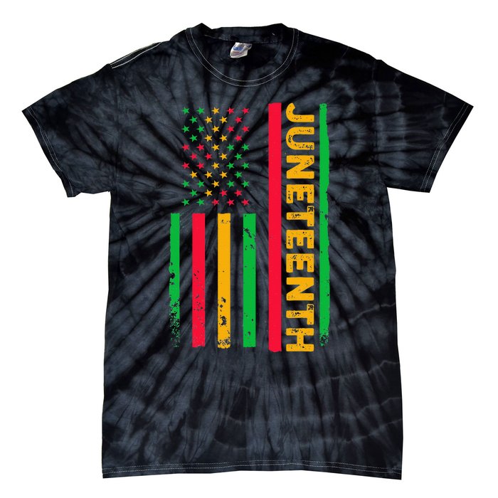 Juneteenth USA Flag Black History Day Afro American Tie-Dye T-Shirt