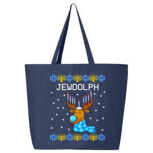 Jewdolph Ugly Hanukkah Sweater Reindeerorah Chanukah 25L Jumbo Tote