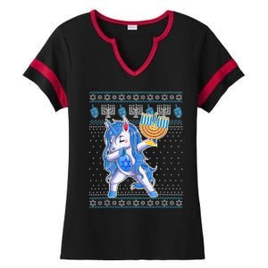 Jewnicorn Unicorn Hanukkah Pajamas Jewish Chanukah Ladies Halftime Notch Neck Tee