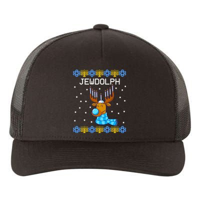 Jewdolph Ugly Hanukkah Sweater Reindeerorah Chanukah Yupoong Adult 5-Panel Trucker Hat