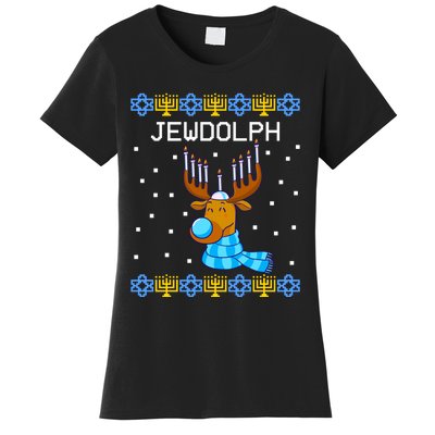 Jewdolph Ugly Hanukkah Sweater Reindeerorah Chanukah Women's T-Shirt