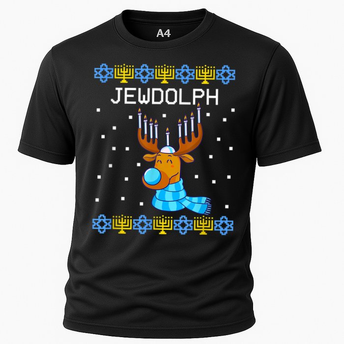 Jewdolph Ugly Hanukkah Sweater Reindeerorah Chanukah Cooling Performance Crew T-Shirt