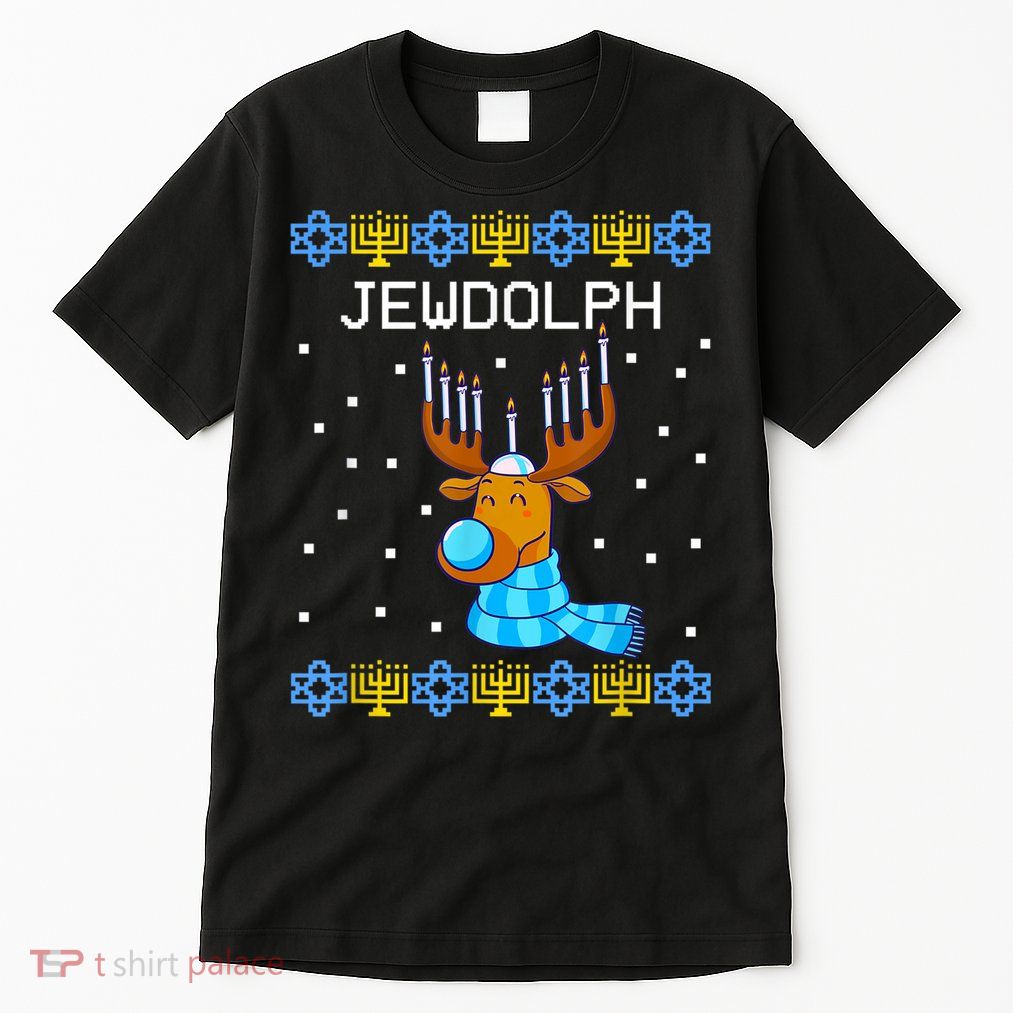 Jewdolph Ugly Hanukkah Sweater Reindeerorah Chanukah Tall T-Shirt