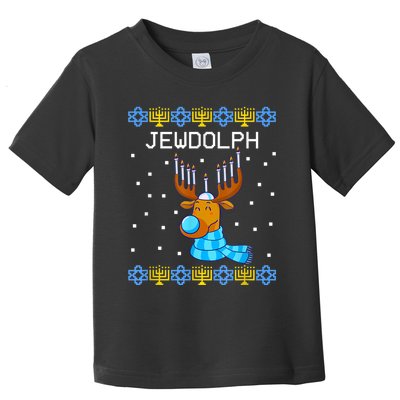 Jewdolph Ugly Hanukkah Sweater Reindeerorah Chanukah Toddler T-Shirt