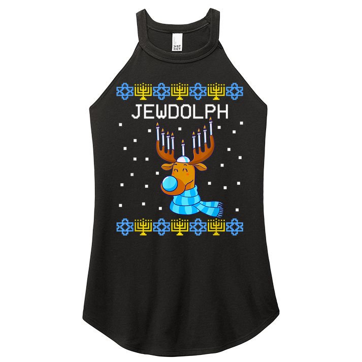 Jewdolph Ugly Hanukkah Sweater Reindeerorah Chanukah Women's Perfect Tri Rocker Tank
