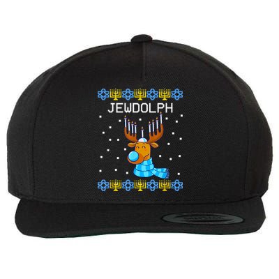 Jewdolph Ugly Hanukkah Sweater Reindeerorah Chanukah Wool Snapback Cap