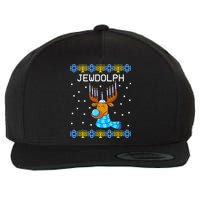 Jewdolph Ugly Hanukkah Sweater Reindeerorah Chanukah Wool Snapback Cap