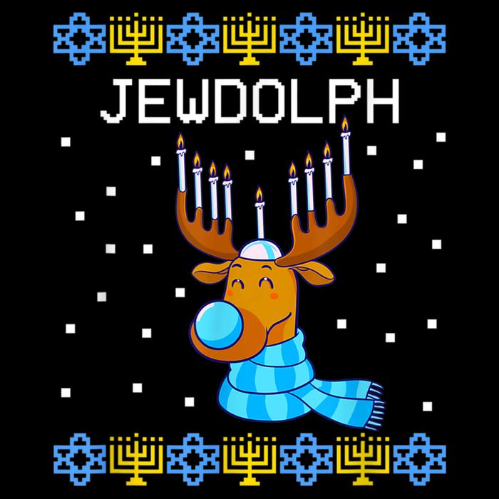 Jewdolph Ugly Hanukkah Sweater Reindeerorah Chanukah Wool Snapback Cap