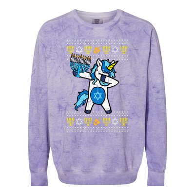 Jewish Unicorn Jewnicorn Hanukkah Chanukah  Colorblast Crewneck Sweatshirt