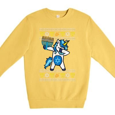 Jewish Unicorn Jewnicorn Hanukkah Chanukah  Premium Crewneck Sweatshirt