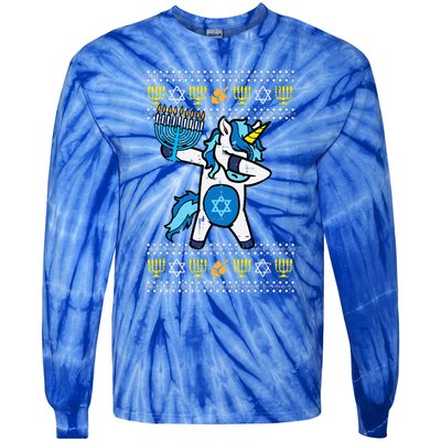 Jewish Unicorn Jewnicorn Hanukkah Chanukah  Tie-Dye Long Sleeve Shirt