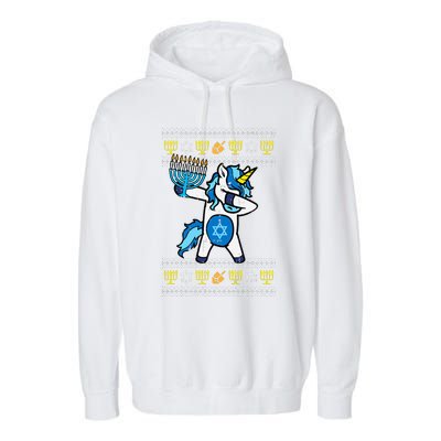 Jewish Unicorn Jewnicorn Hanukkah Chanukah  Garment-Dyed Fleece Hoodie