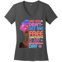 July 4th Didn't Set Me Free Juneteenth Women's V-Neck T-Shirt