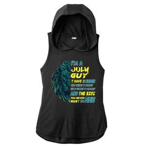 July Birthday Guy Has 3 Sides Sweet Funny Crazy  Ladies PosiCharge Tri-Blend Wicking Draft Hoodie Tank