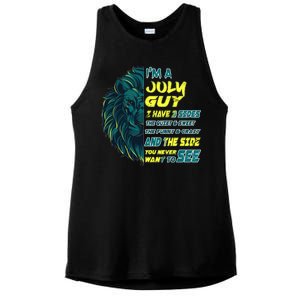 July Birthday Guy Has 3 Sides Sweet Funny Crazy  Ladies PosiCharge Tri-Blend Wicking Tank