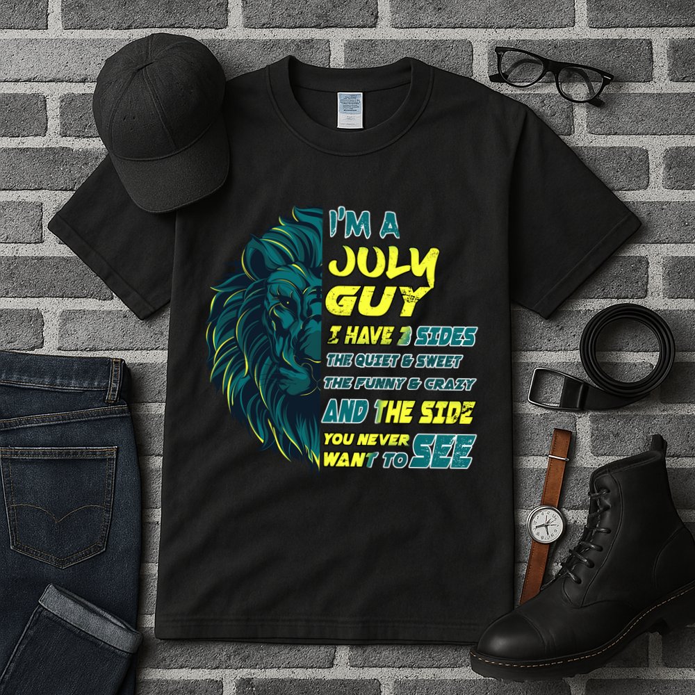 July Birthday Guy Has 3 Sides Sweet Funny Crazy  Tall T-Shirt