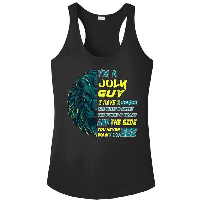 July Birthday Guy Has 3 Sides Sweet Funny Crazy  Ladies PosiCharge Competitor Racerback Tank