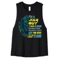 July Birthday Guy Has 3 Sides Sweet Funny Crazy  Women's Racerback Cropped Tank