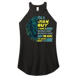 July Birthday Guy Has 3 Sides Sweet Funny Crazy  Women's Perfect Tri Rocker Tank