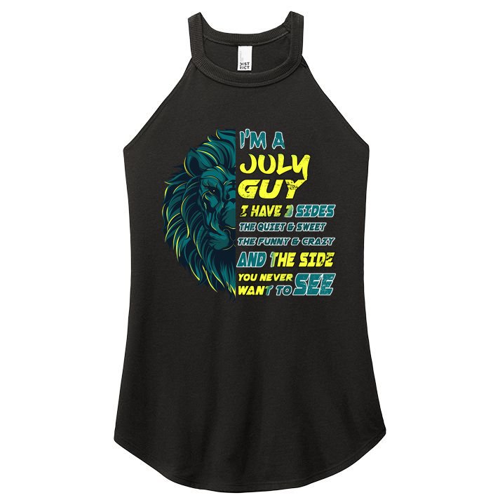 July Birthday Guy Has 3 Sides Sweet Funny Crazy  Women's Perfect Tri Rocker Tank