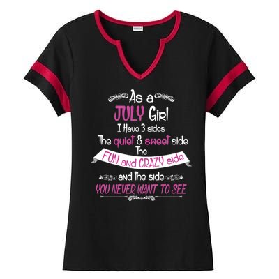 July Girl Sweet But Crazy Funny Birthday Ladies Halftime Notch Neck Tee