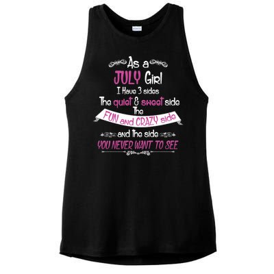 July Girl Sweet But Crazy Funny Birthday Ladies PosiCharge Tri-Blend Wicking Tank