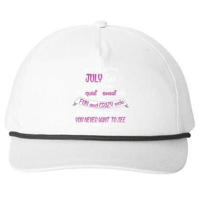 July Girl Sweet But Crazy Funny Birthday Snapback Five-Panel Rope Hat