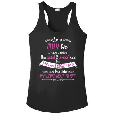 July Girl Sweet But Crazy Funny Birthday Ladies PosiCharge Competitor Racerback Tank