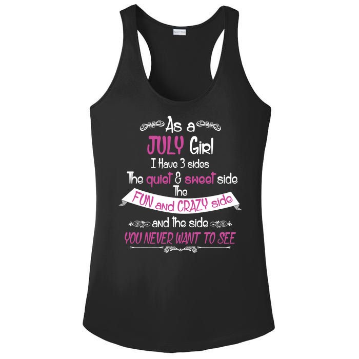 July Girl Sweet But Crazy Funny Birthday Ladies PosiCharge Competitor Racerback Tank