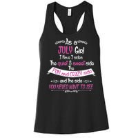 July Girl Sweet But Crazy Funny Birthday Women's Racerback Tank