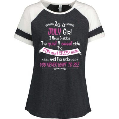 July Girl Sweet But Crazy Funny Birthday Enza Ladies Jersey Colorblock Tee