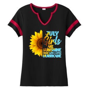 July Girls Are Sunshine Mixed With A Little Hurricane Ladies Halftime Notch Neck Tee