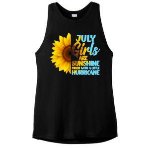 July Girls Are Sunshine Mixed With A Little Hurricane Ladies PosiCharge Tri-Blend Wicking Tank