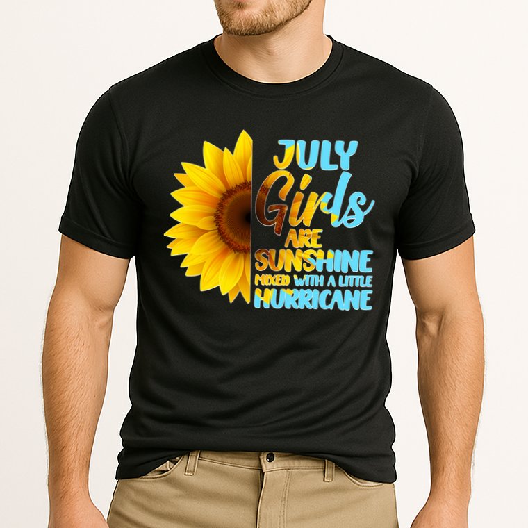 July Girls Are Sunshine Mixed With A Little Hurricane Cooling Performance Crew T-Shirt